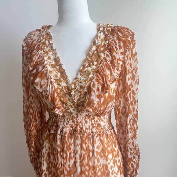 Anthropologie The Odetta Ruffled V-Neck Maxi Dress Small Boho Floral Long Sleeve - Picture 5 of 8